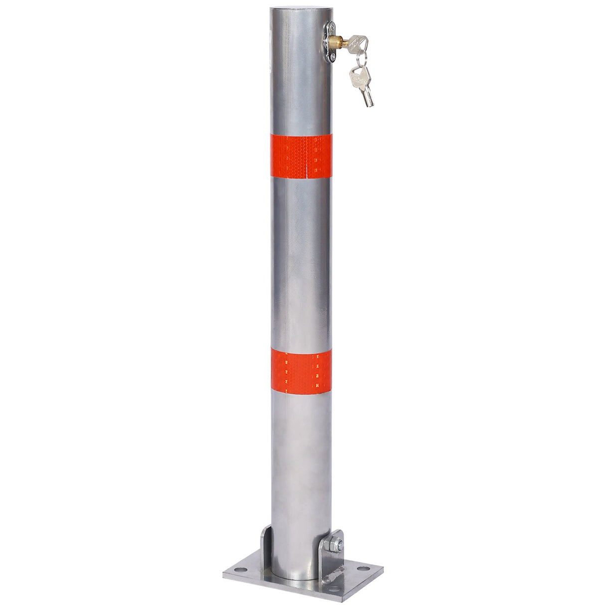 Parking Bollard Pole Barrier with Lock Car Parking Protection Post Home Garage Street Decor Parking Barrier Round Gray - Fab Heavy Parts
