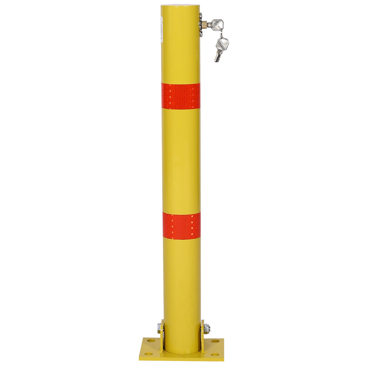 Parking Bollard Pole Barrier with Lock Car Protection Posts Round - Yellow - Fab Heavy Parts
