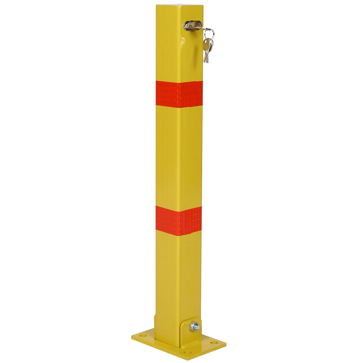 Parking Bollard Pole Barrier with Lock Square - Yellow - Fab Heavy Parts