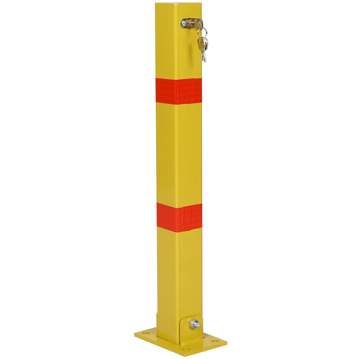 Parking Bollard Pole Barrier with Lock Square - Yellow - Fab Heavy Parts