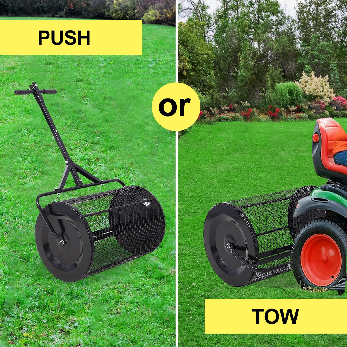 Peat Moss Spreader 36inch Compost Spreader Metal Mesh 2 in 1 ATV and T Shaped Handle - Fab Heavy Parts