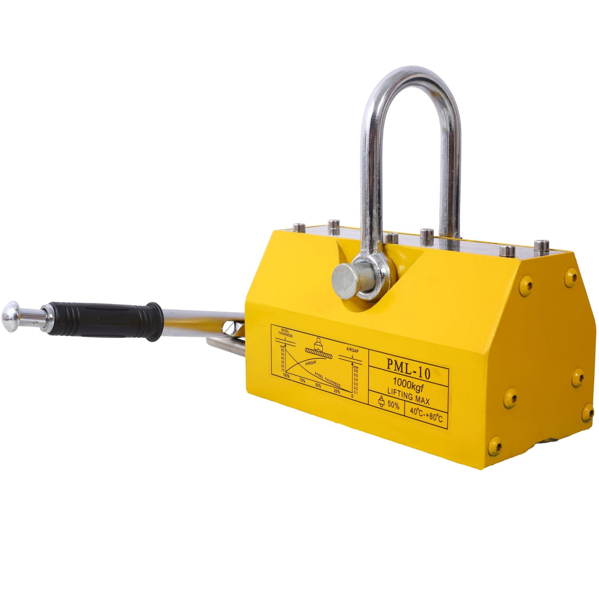 Permanent Magnetic Lifting with Release 2200lbs/1000kg Heavy Duty Magnet 2.5 Safety Factor Neodymium & Steel - Fab Heavy Parts