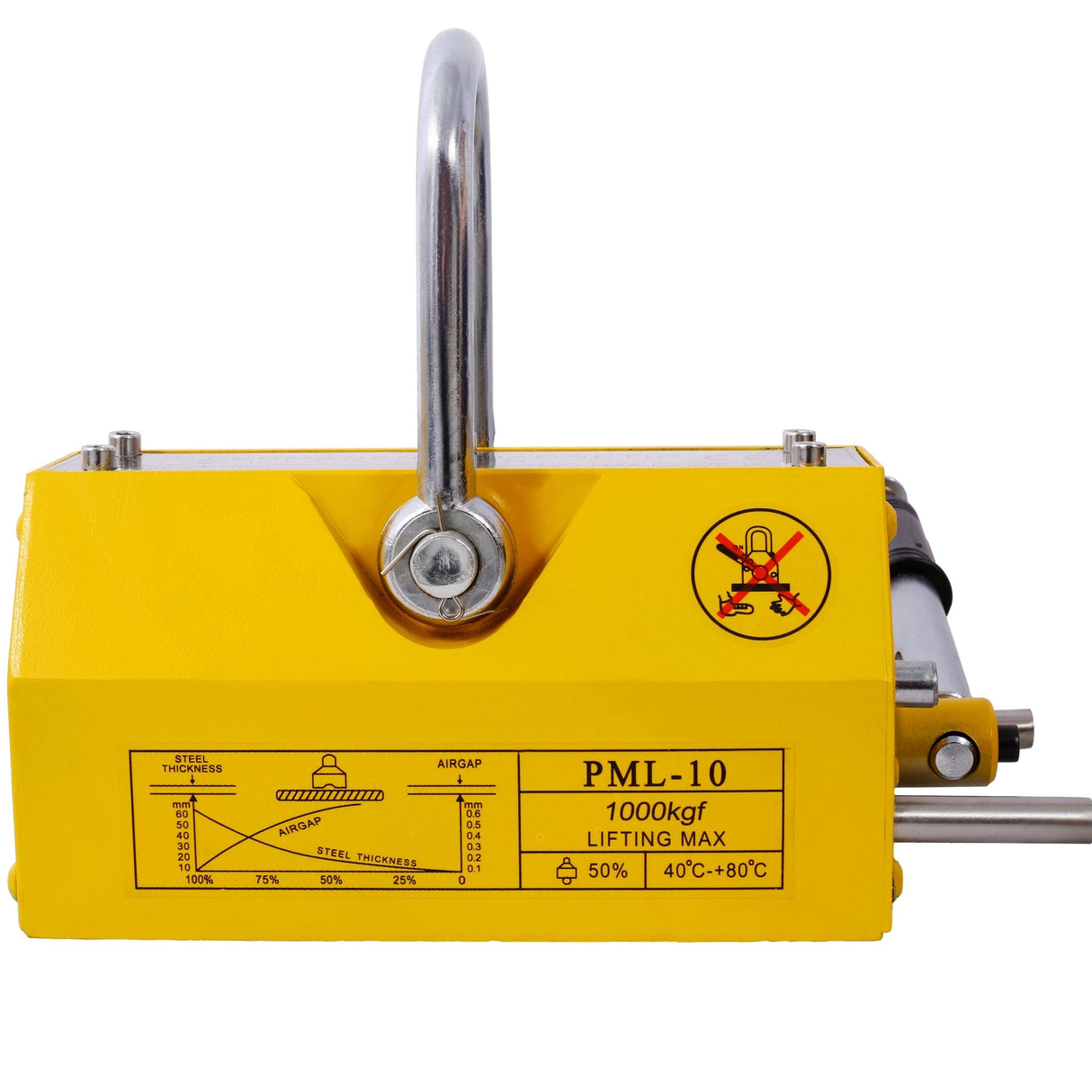Permanent Magnetic Lifting with Release 2200lbs/1000kg Heavy Duty Magnet 2.5 Safety Factor Neodymium & Steel - Fab Heavy Parts