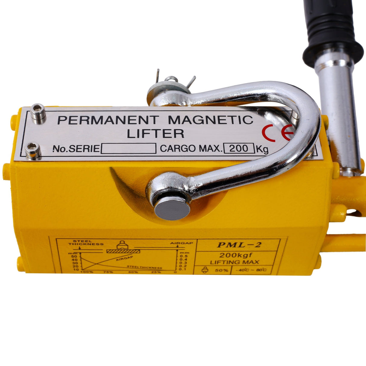 Permanent Magnetic Lifting with Release 440lbs/200kg Heavy Duty Magnet 2.5 Safety Factor Neodymium & Steel - Fab Heavy Parts