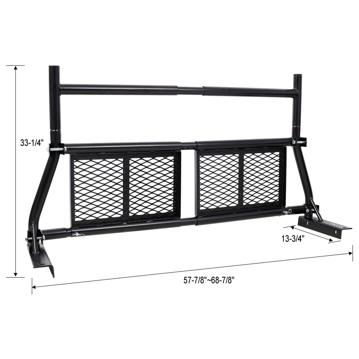 Pickup Truck Headache Rack Adjustable Steel Truck Back Rack Mesh Window Protector Head Frame Bed - Black - Fab Heavy Parts