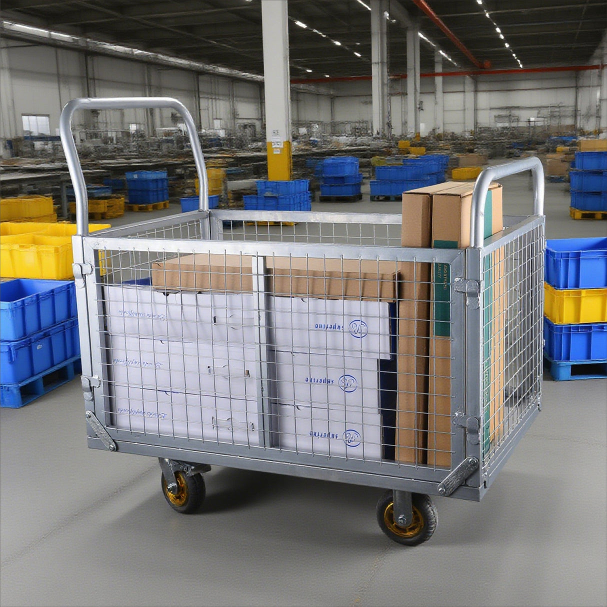 Platform Truck with Cage 6 - in - 1 Platform Hand Truck with 6" Casters Removable Side Swivel Wheel 1800lbs Capacity - Fab Heavy Parts