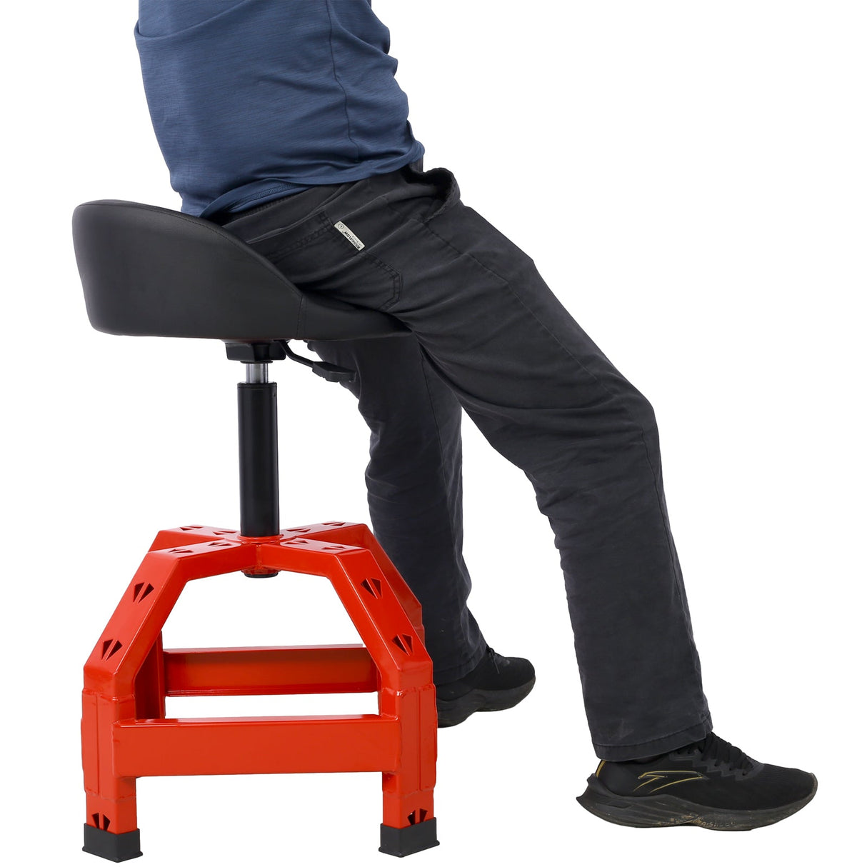 Pneumatic 360 Degree Swivel Stool Creeper Seat Heavy Duty 300 lbs Capacity - Red - Fab Heavy Parts