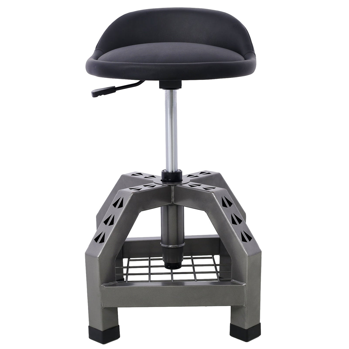 Pneumatic 360 Degree Swivel Stool Mechanics Rolling Creeper Seat Heavy Duty with Casters 300 Lbs Capacity - Gray - Fab Heavy Parts