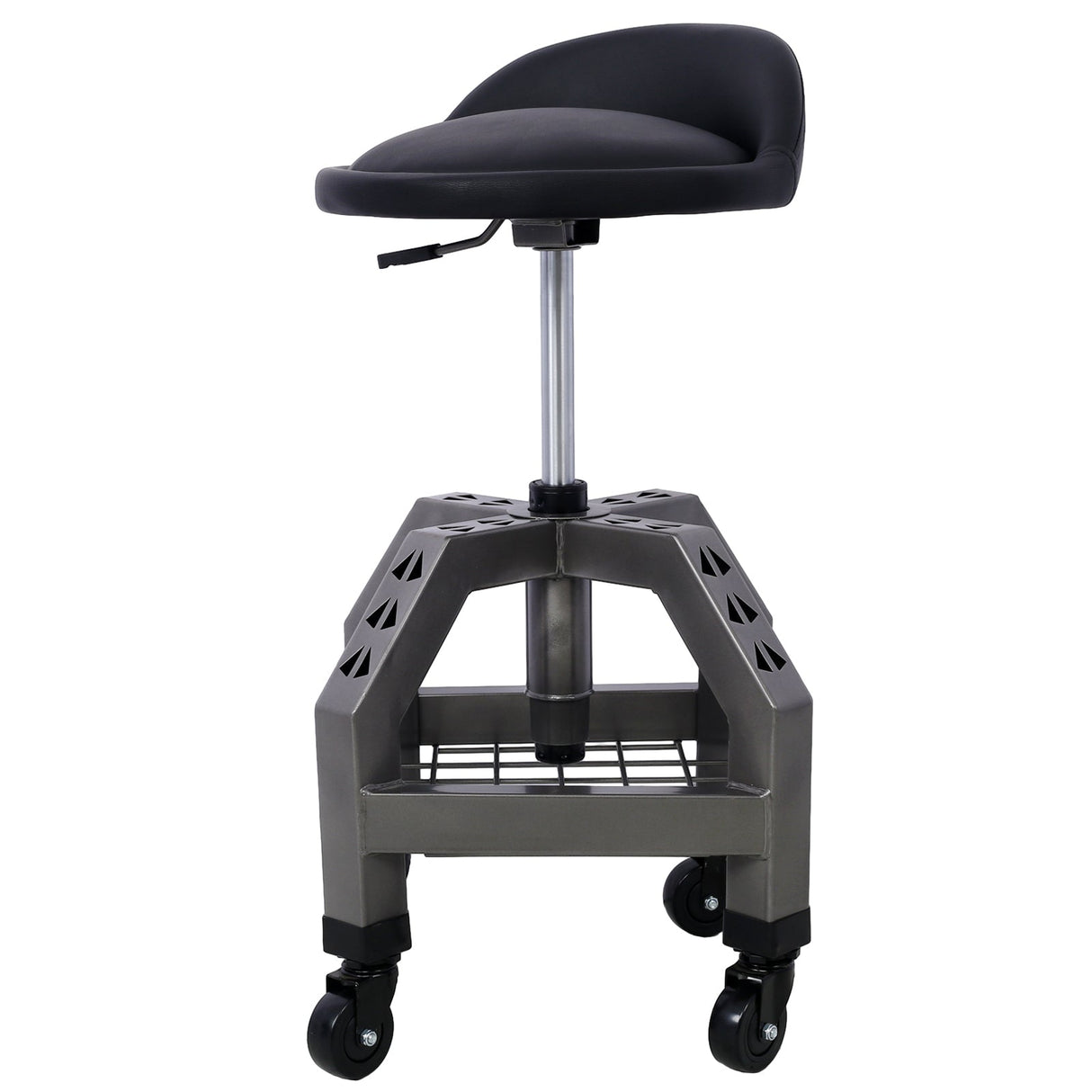Pneumatic 360 Degree Swivel Stool Mechanics Rolling Creeper Seat Heavy Duty with Casters 300 Lbs Capacity - Gray - Fab Heavy Parts