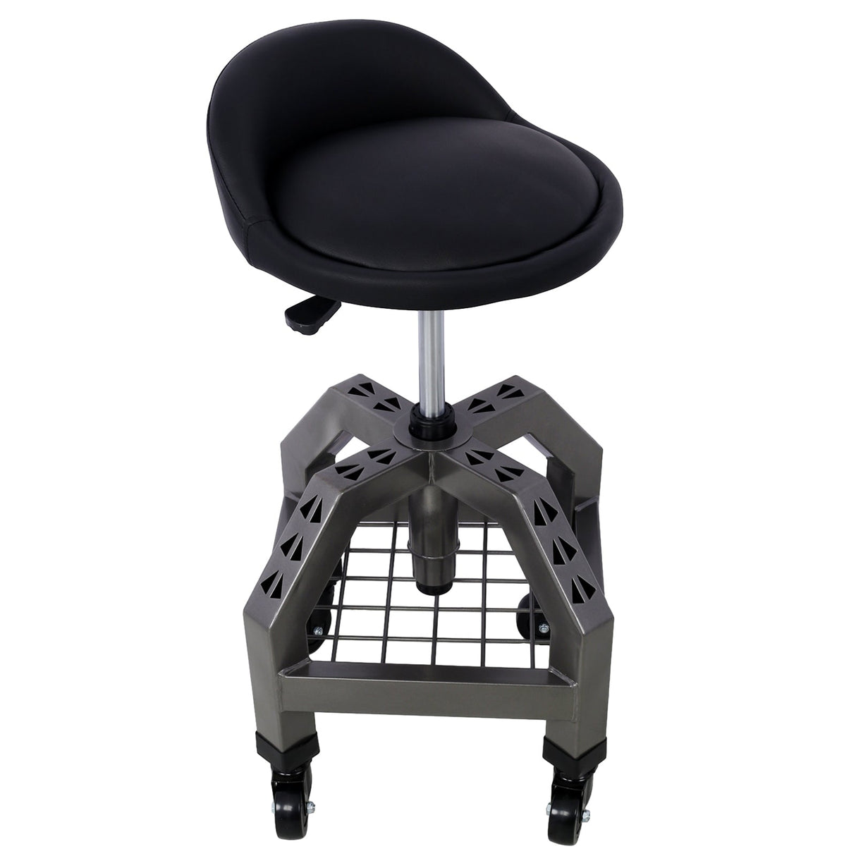 Pneumatic 360 Degree Swivel Stool Mechanics Rolling Creeper Seat Heavy Duty with Casters 300 Lbs Capacity - Gray - Fab Heavy Parts