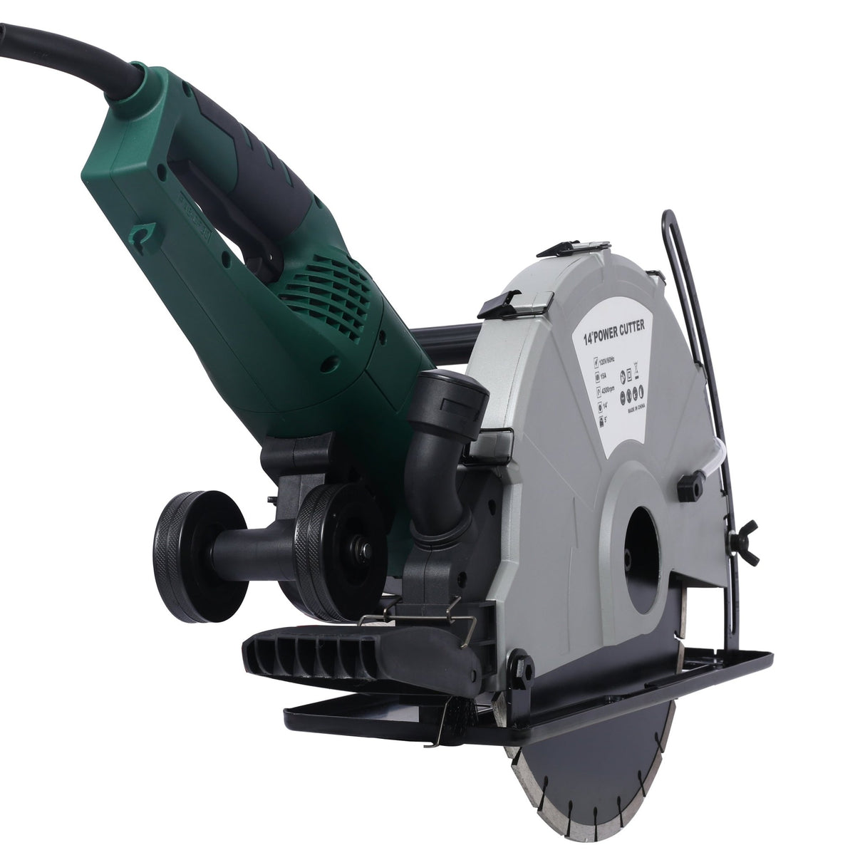 Portable 14" Wet/Dry Electric Corded Circular Concrete Saw/Power Angle Cutter 2600W w/Water Line & Guide Roller With Blade ETL Certificate - Fab Heavy Parts