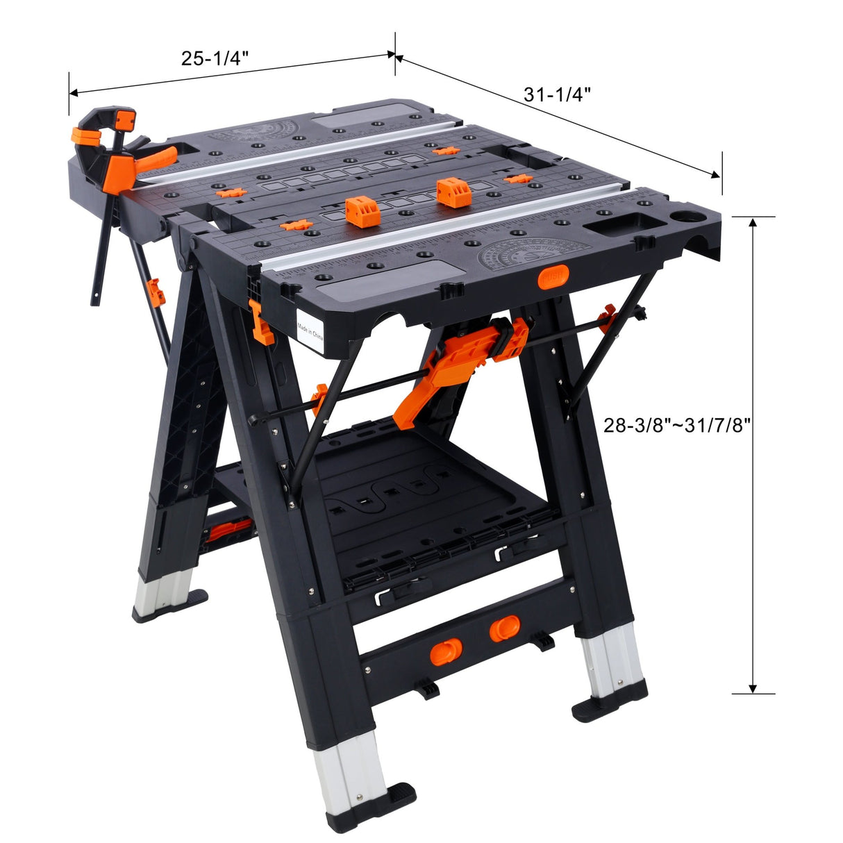 Portable Folding Work Table 2 - in - 1 Sawhorse and Workbench Large Load Capacity with 2 PCS Clamps - Fab Heavy Parts