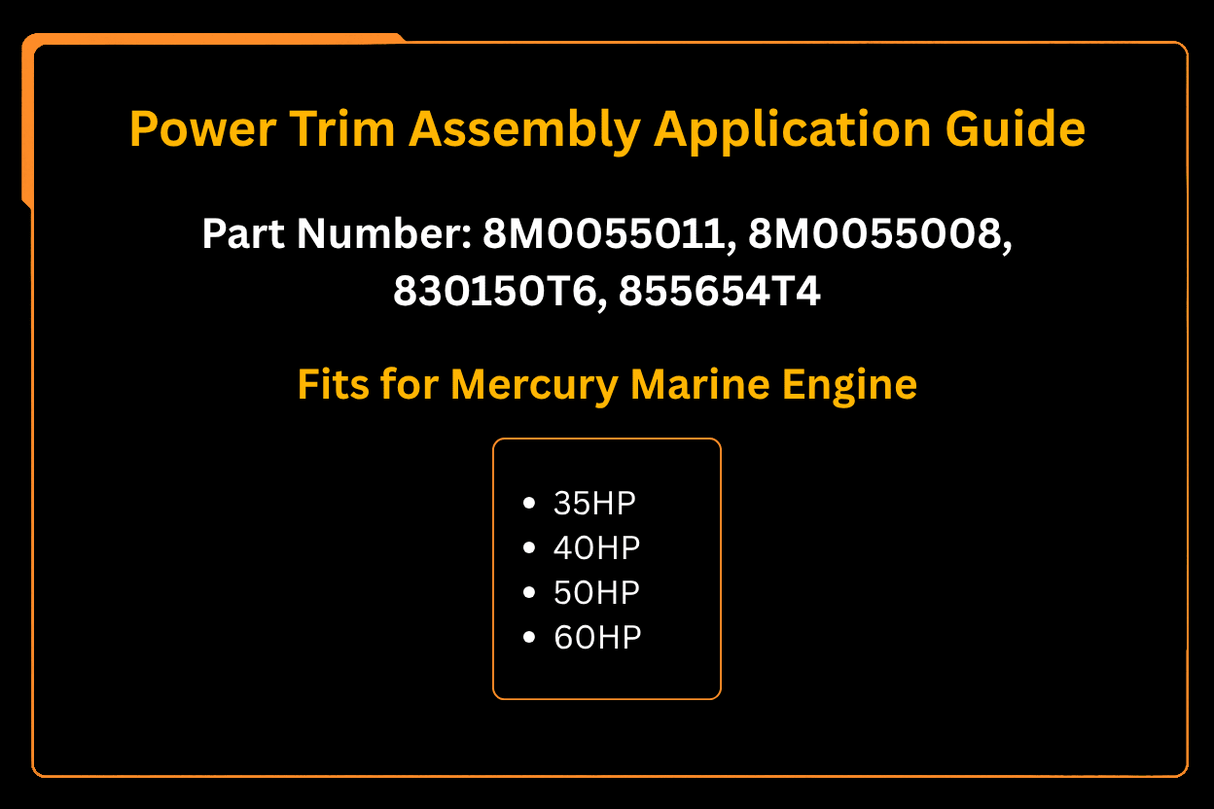 Power Trim Assembly 8M0055011 8M0055008 For Mercury 35HP 40HP 50HP Marine Engine - Fab Heavy Parts