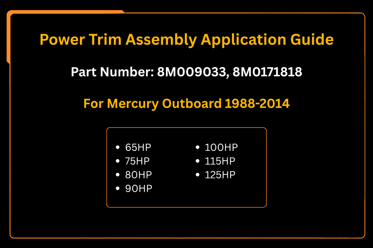 Power Trim Assembly 8M0090335 8M0171818 for Mercury Outboard 115HP 90HP 75HP - Fab Heavy Parts