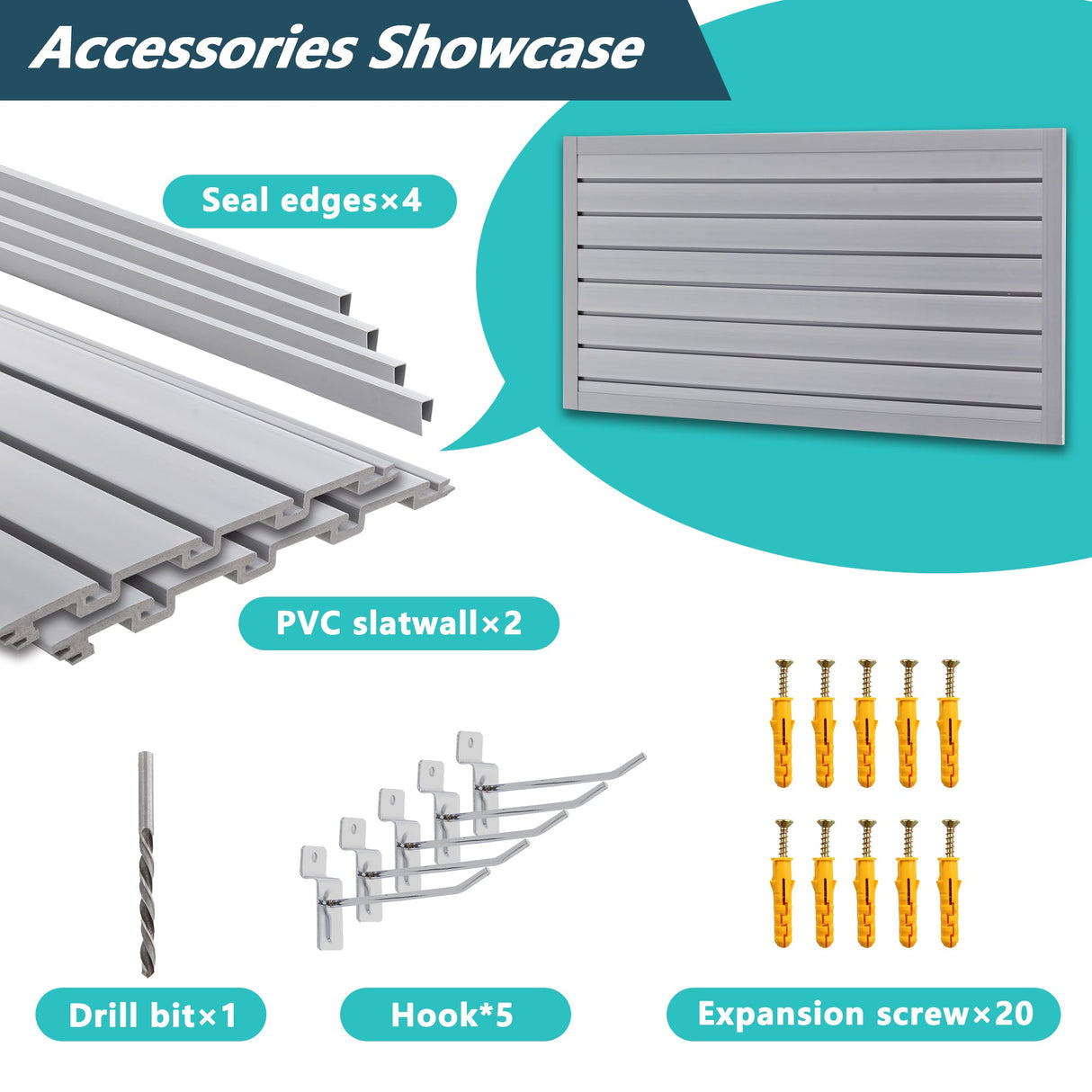PVC Slat Wall Panels 4ft x 2ft Storage System Heavy Duty Interlocking Design Graphite Finish - Fab Heavy Parts