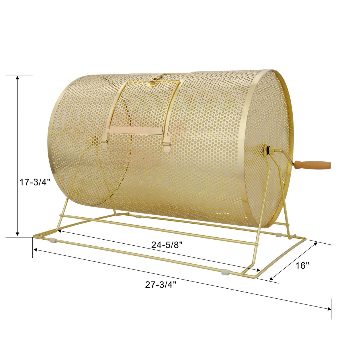 Raffle Drum Holds 10000 Tickets or 300 Ping Pong Balls Metal Lottery Spinning Drawing with Wooden Turning Handle 14.8 x Ø21.26 inch Brass Plated - Fab Heavy Parts