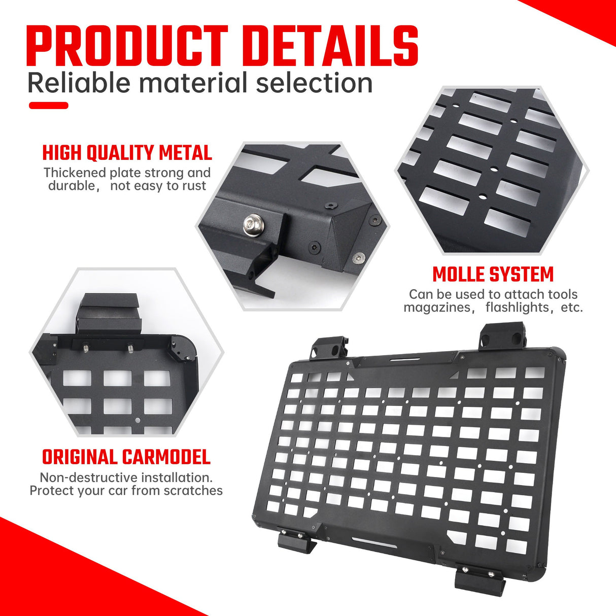 Rear Window Molle Panel Modular Storage for 2018 - 2023 Jeep Wrangler JL 4 Doors Right Side (Passenger Side) - Fab Heavy Parts