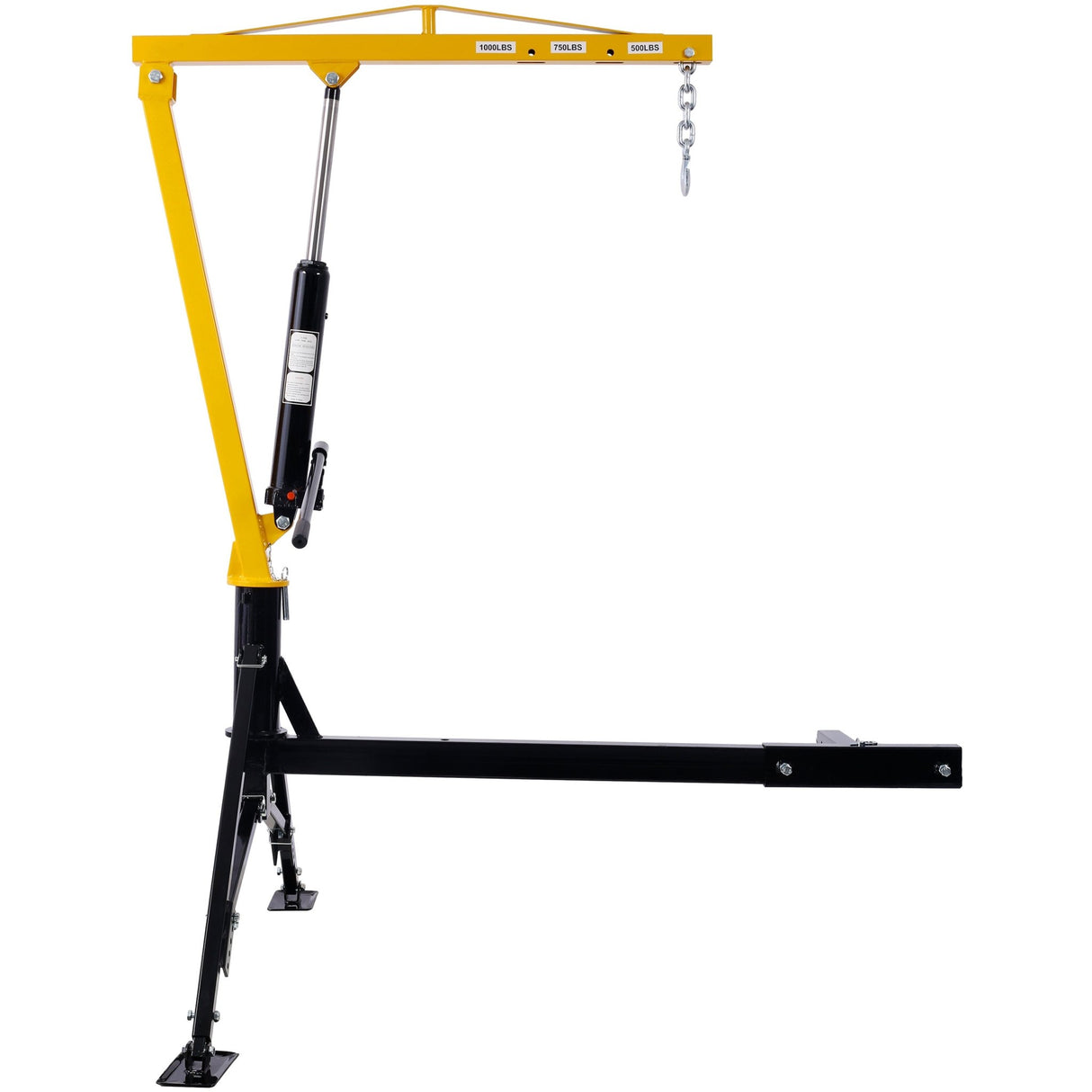 Receiver Hitch Mounted Hydraulic Swivel Pickup Truck Crane 1000 lbs Capacity With 3 Boom Capacities of 500 lbs 750 lbs and 1000 lbs - Yellow - Fab Heavy Parts