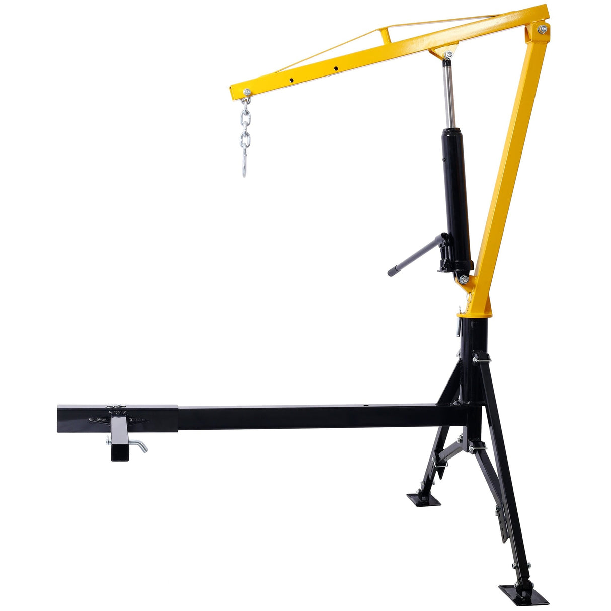 Receiver Hitch Mounted Hydraulic Swivel Pickup Truck Crane 1000 lbs Capacity With 3 Boom Capacities of 500 lbs 750 lbs and 1000 lbs - Yellow - Fab Heavy Parts