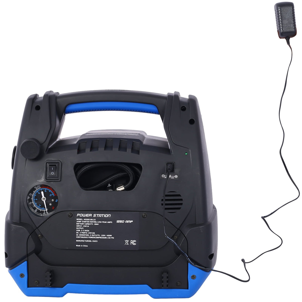 Rechargeable Jump Starter 1800 Amps with Air Compressor 12V DC USB Power Station - Fab Heavy Parts