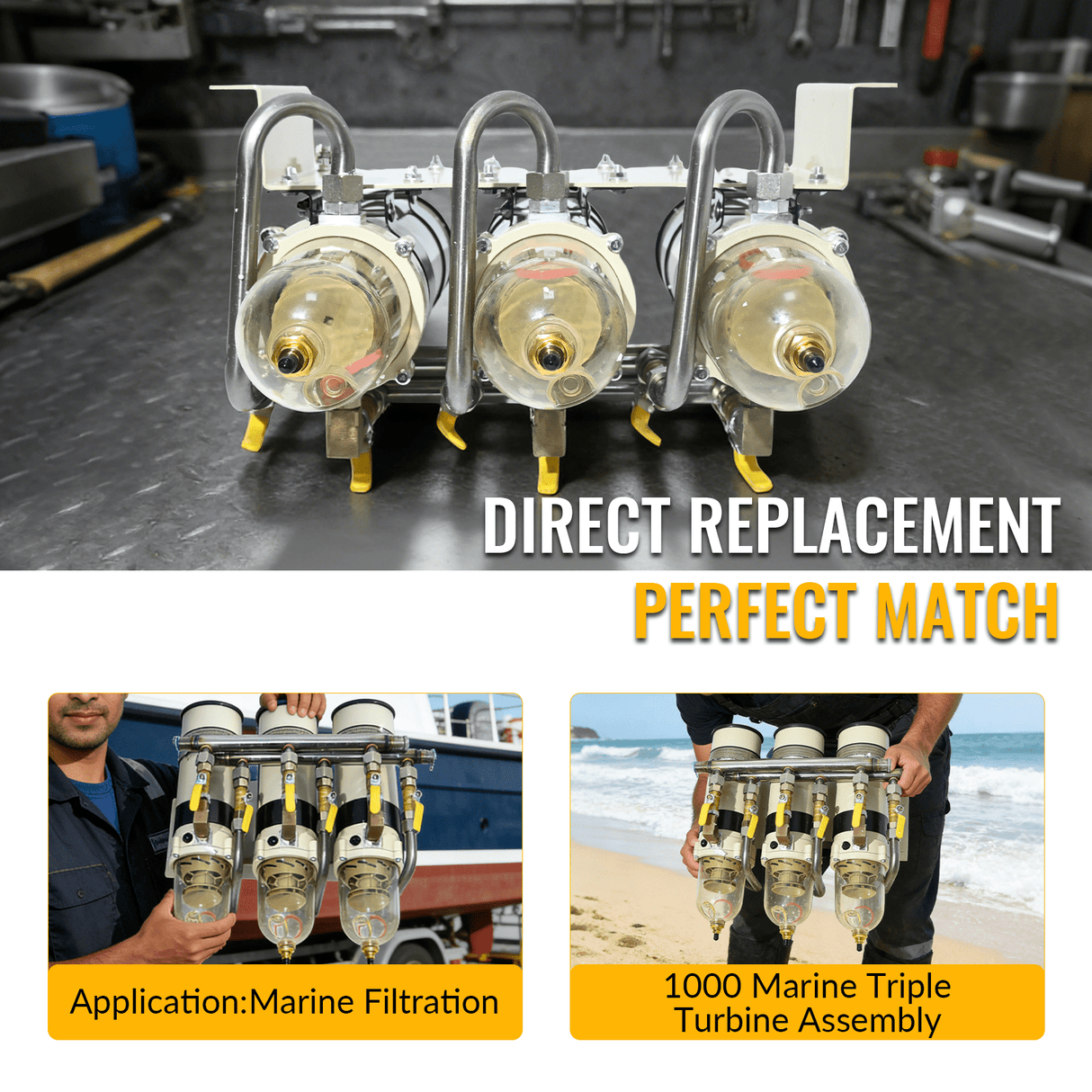 Replacement Fuel Filter Water Separator 791000MAV10 791000MAV Fits For Racor Turbine Series - Fab Heavy Parts