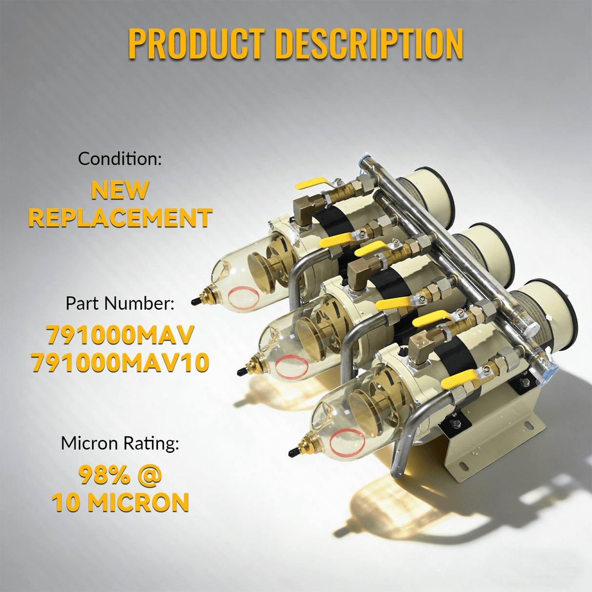 Replacement Fuel Filter Water Separator 791000MAV10 791000MAV Fits For Racor Turbine Series - Fab Heavy Parts