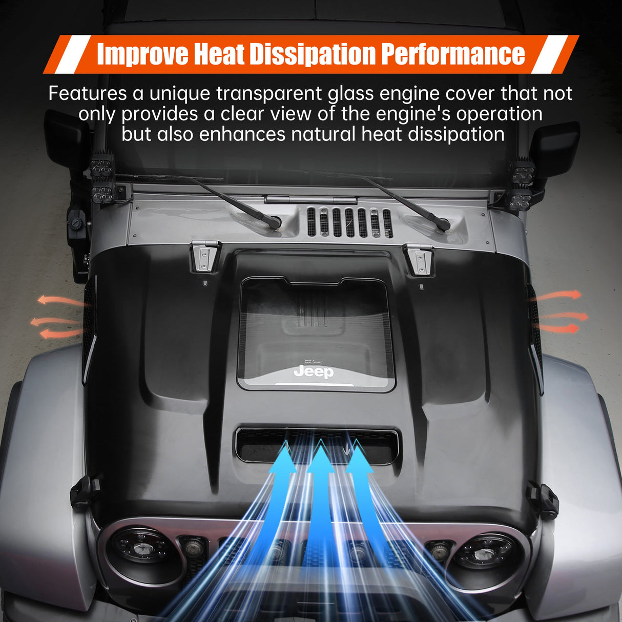 Replacement Hood Vented Heat Dispersion Fits for 2007 - 2018 Jeep Wrangler JK JKU - Fab Heavy Parts