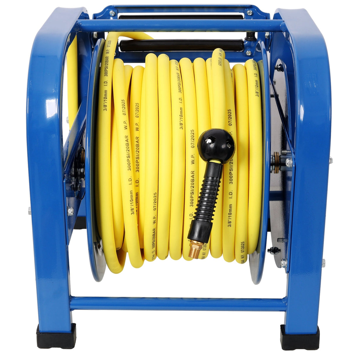 Retractable Air Hose Reel 3/8" x 100 Feet 300 PSI Spring - Driven Steel Heavy Duty Industrial Hybrid Hose Portable - Fab Heavy Parts