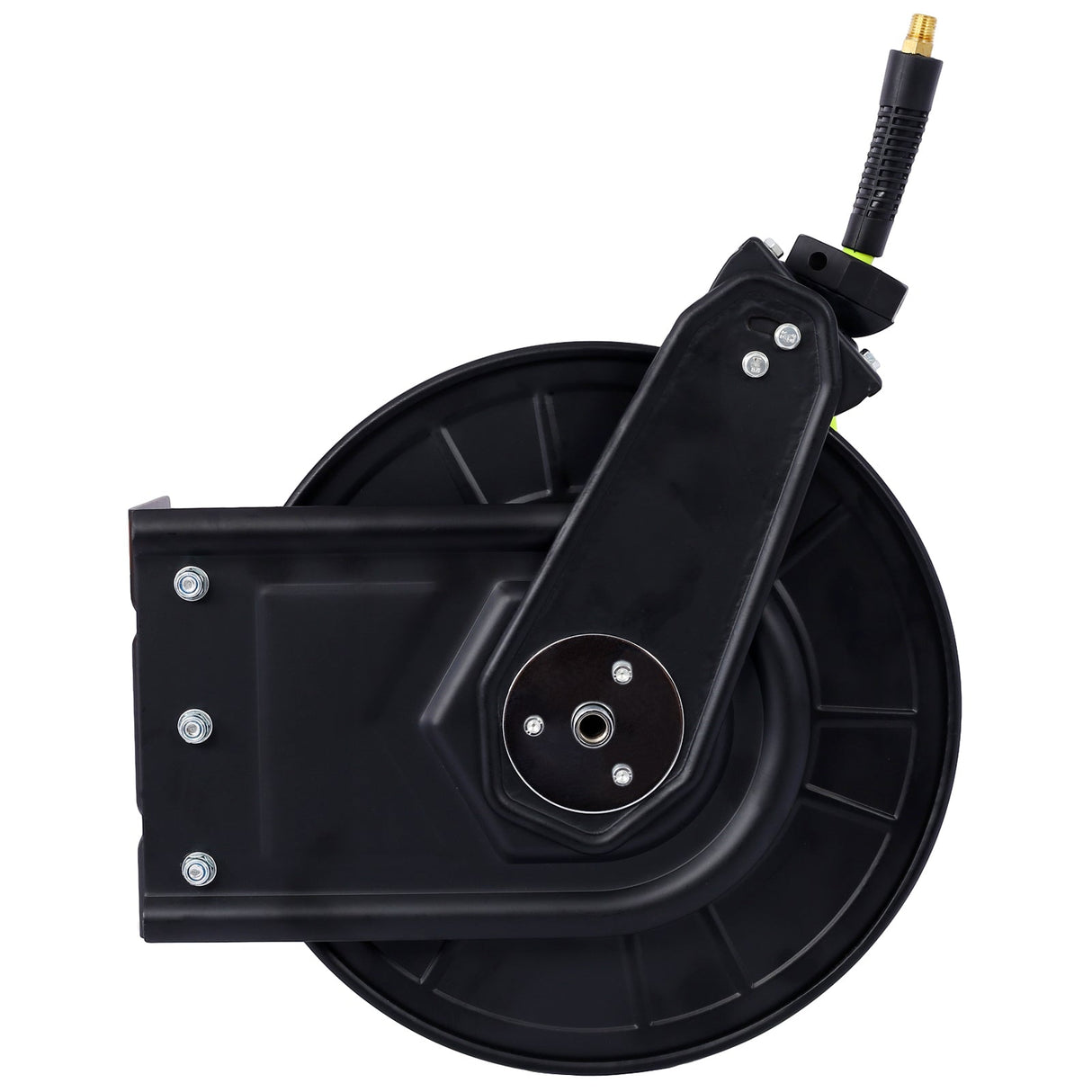 Retractable Air Hose Reel With 3/8" Inch x 50' Ft Heavy Duty Steel Auto Rewind Pneumatic Industrial Grade Rubber 300 PSI - Black - Fab Heavy Parts