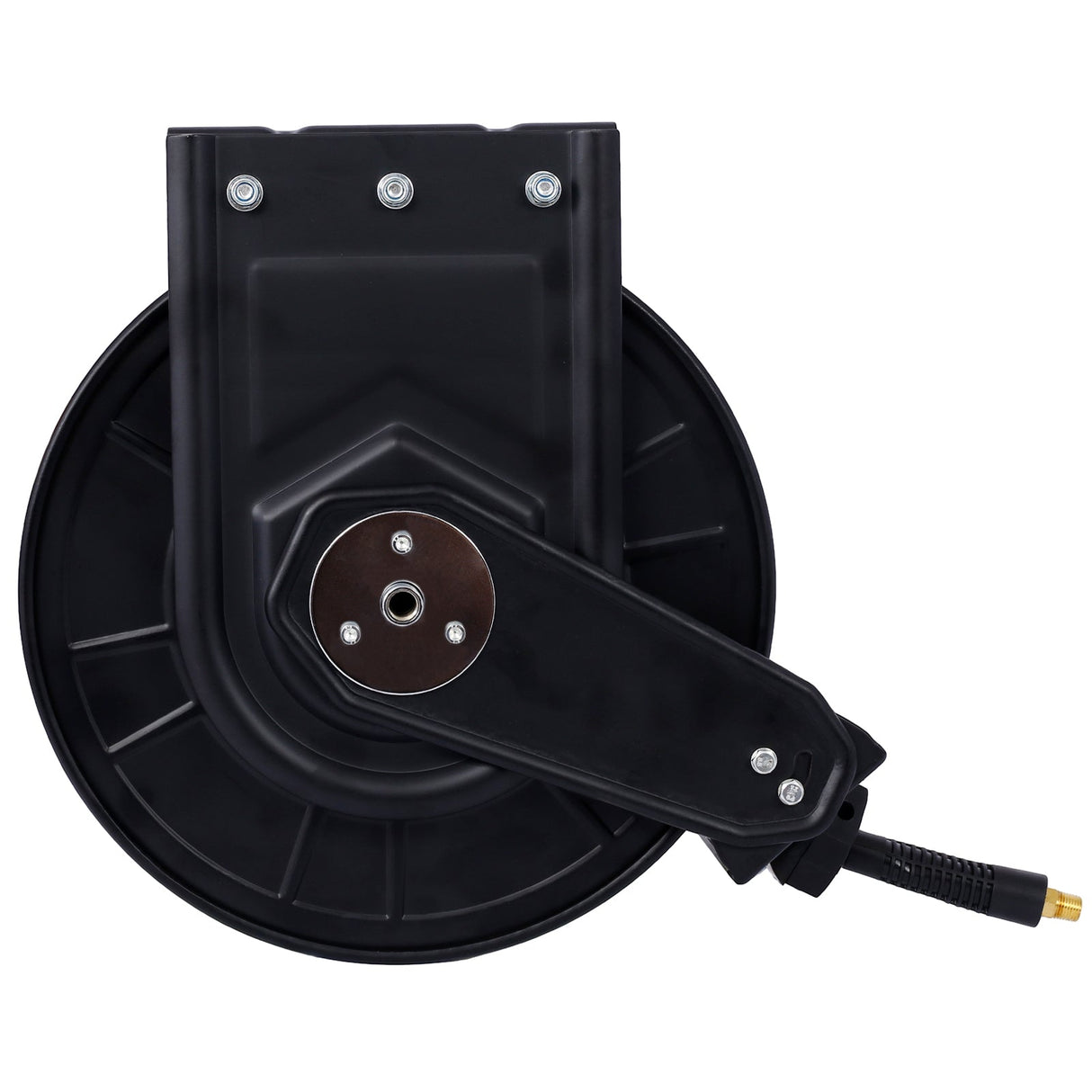Retractable Air Hose Reel With 3/8" Inch x 50' Ft Heavy Duty Steel Auto Rewind Pneumatic Industrial Grade Rubber 300 PSI - Black - Fab Heavy Parts