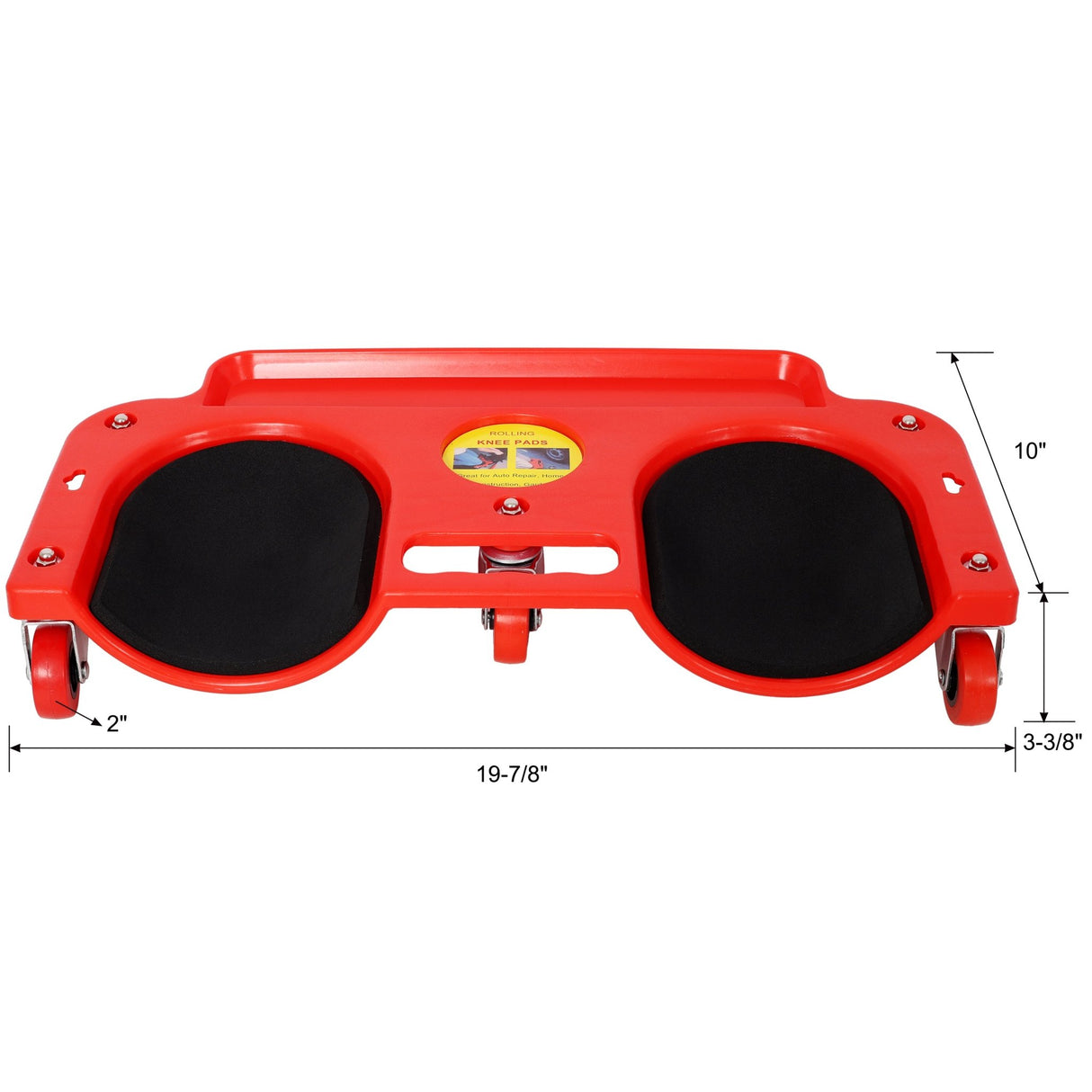 Rolling Knee Creeper Durable Knee Pads with 360 Degree Turn Casters and Tool Tray for Garage Workshop Garden - Red - Fab Heavy Parts