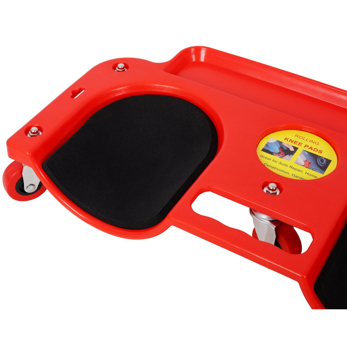 Rolling Knee Creeper Durable Knee Pads with 360 Degree Turn Casters and Tool Tray for Garage Workshop Garden - Red - Fab Heavy Parts