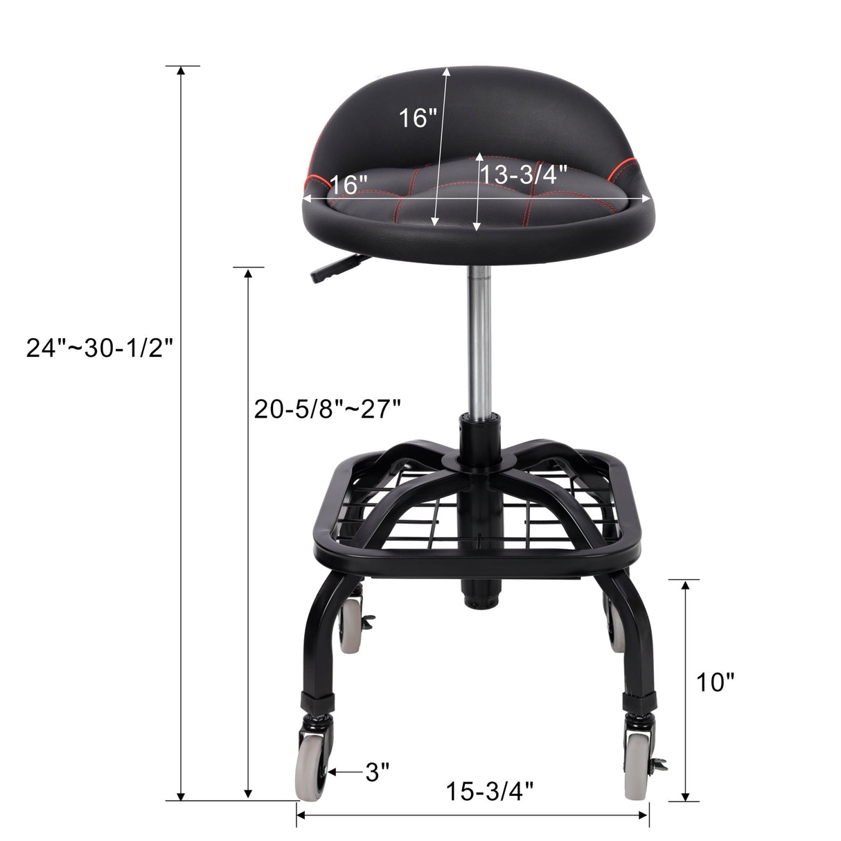 Rolling Padded Shop Seat with Wheels Adjustable Height Mechanic Stool for Garage Workshop Home - Fab Heavy Parts