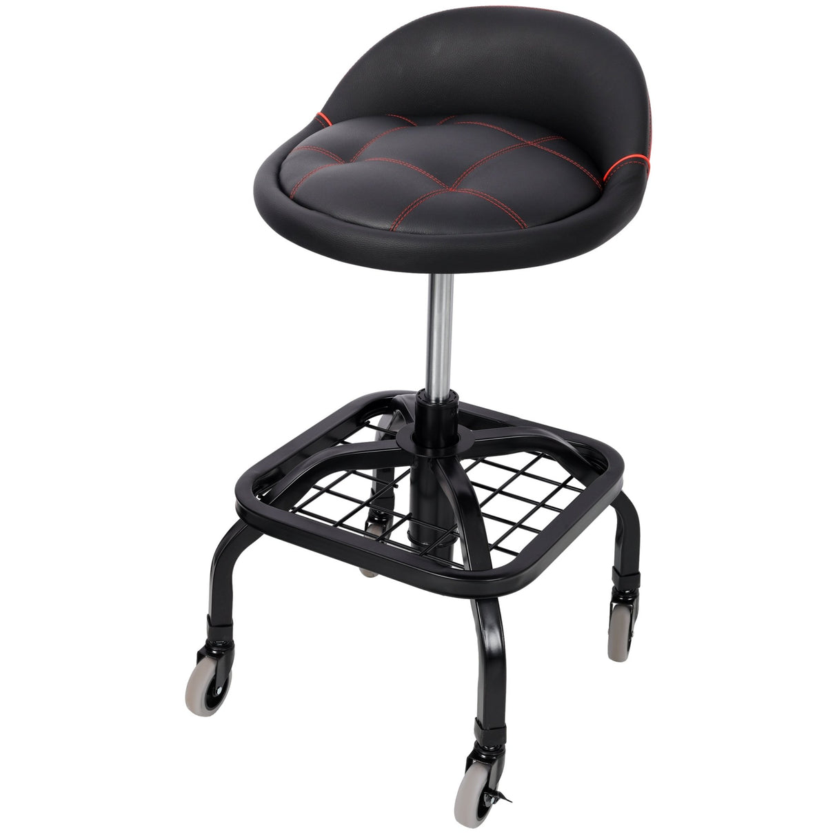 Rolling Padded Shop Seat with Wheels Adjustable Height Mechanic Stool for Garage Workshop Home - Fab Heavy Parts