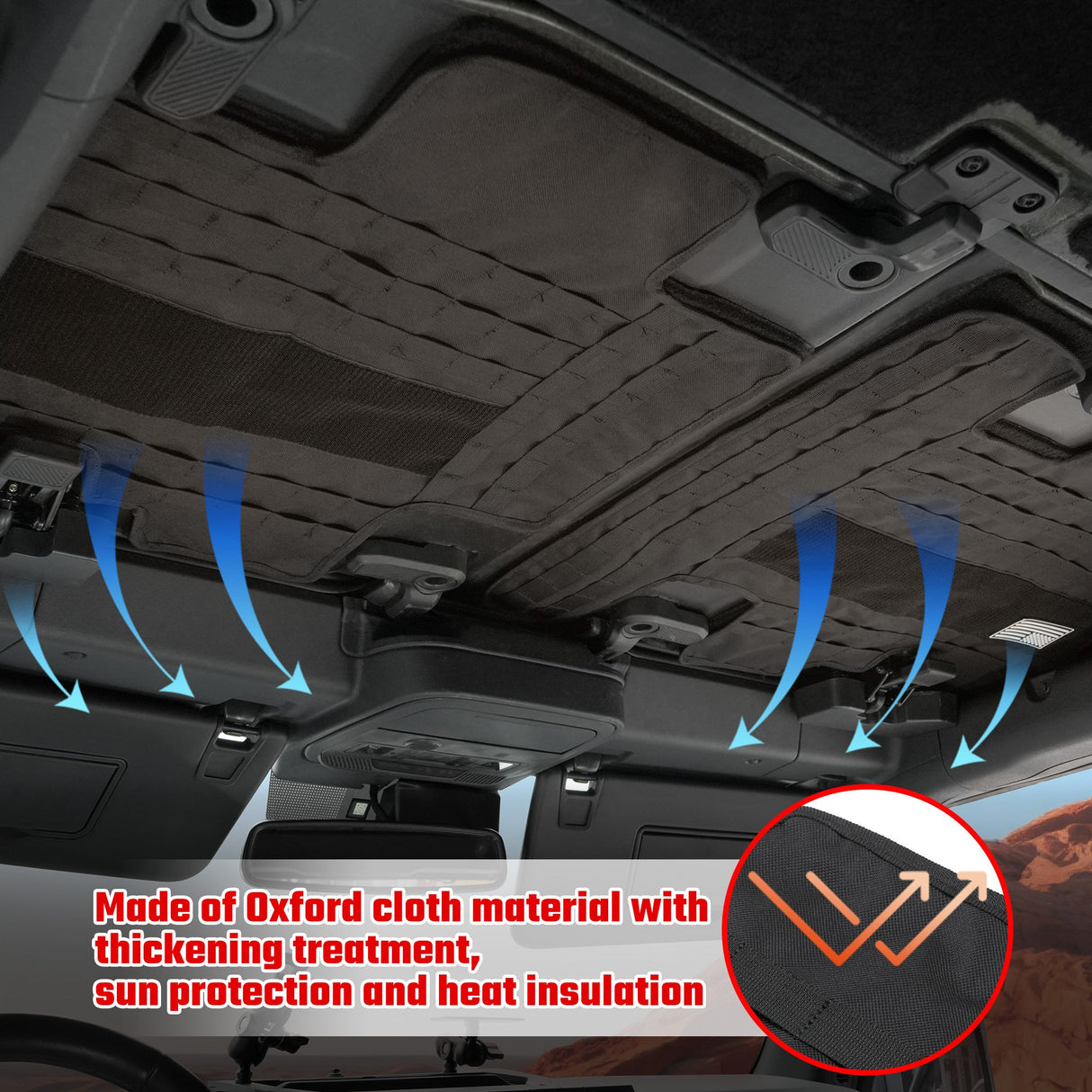 Roof Liner Organizer Overhead Storage Jacket For Ford Bronco 2021 - 2024 2/4 Doors Roof Tactical Vest Accessories With 5 Molle Pouch - Fab Heavy Parts