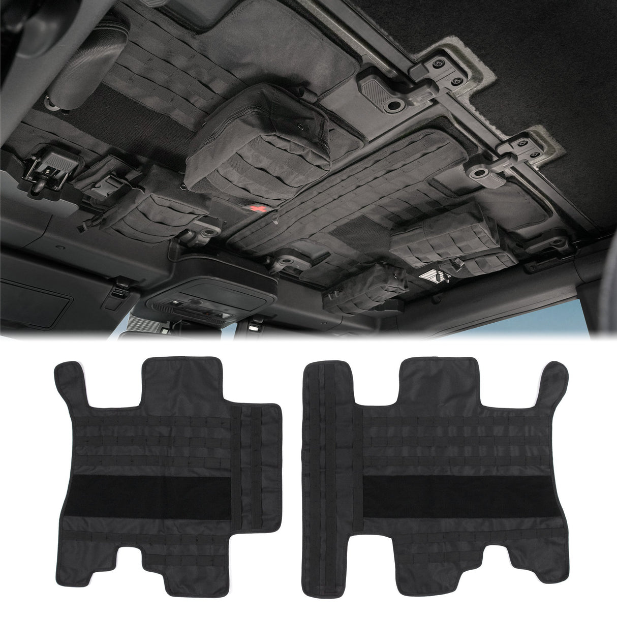 Roof Liner Organizer Overhead Storage Jacket For Ford Bronco 2021 - 2024 2/4 Doors Roof Tactical Vest Accessories With 5 Molle Pouch - Fab Heavy Parts