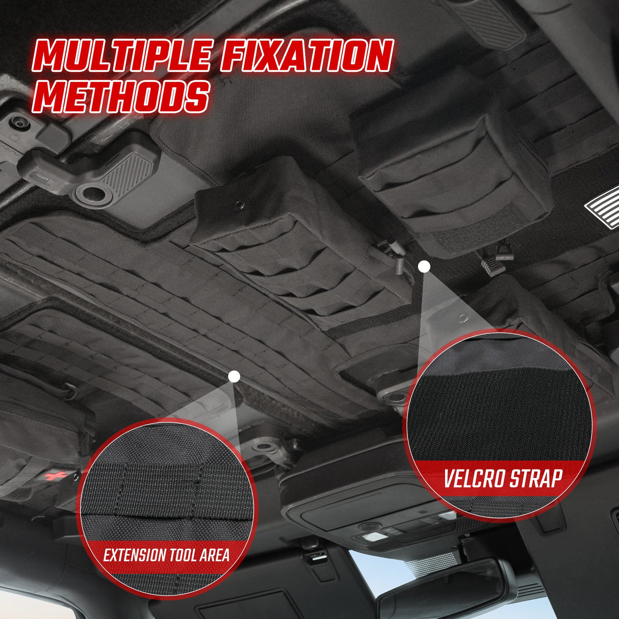 Roof Liner Organizer Overhead Storage Jacket For Ford Bronco 2021 - 2024 2/4 Doors Roof Tactical Vest Accessories With 5 Molle Pouch - Fab Heavy Parts