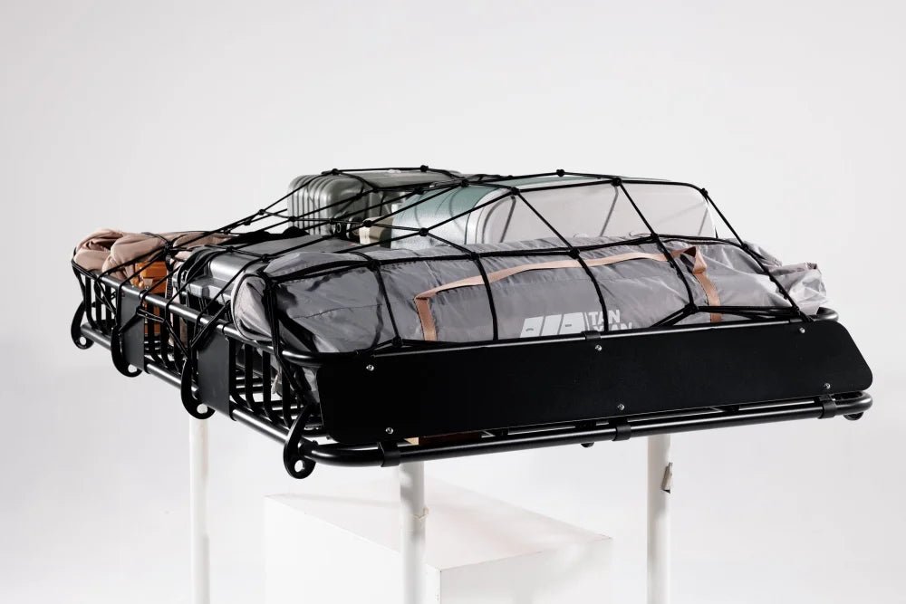 Roof Rack Basket With Net Rooftop Steel Roof Rack Cargo Carrier with 250 Lbs Capacity Extension Black Car Top Luggage Holder 64"x 39" Universal for SUV Wagon Seden - Fab Heavy Parts