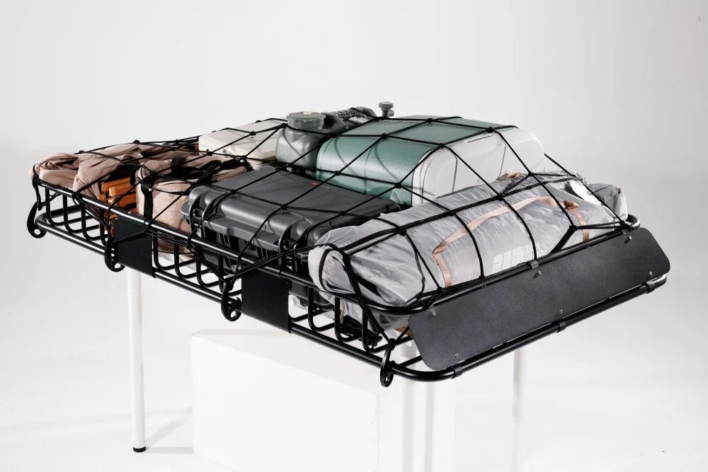 Roof Rack Basket With Net Rooftop Steel Roof Rack Cargo Carrier with 250 Lbs Capacity Extension Black Car Top Luggage Holder 64"x 39" Universal for SUV Wagon Seden - Fab Heavy Parts