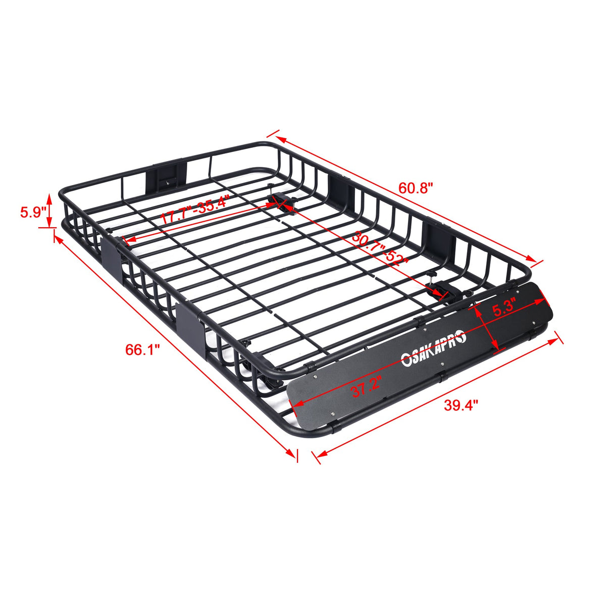 Rooftop Cargo Carrier Basket Motoring Roof Rack Top Mount Rack 64" Capacity 150 lbs - Black - Fab Heavy Parts