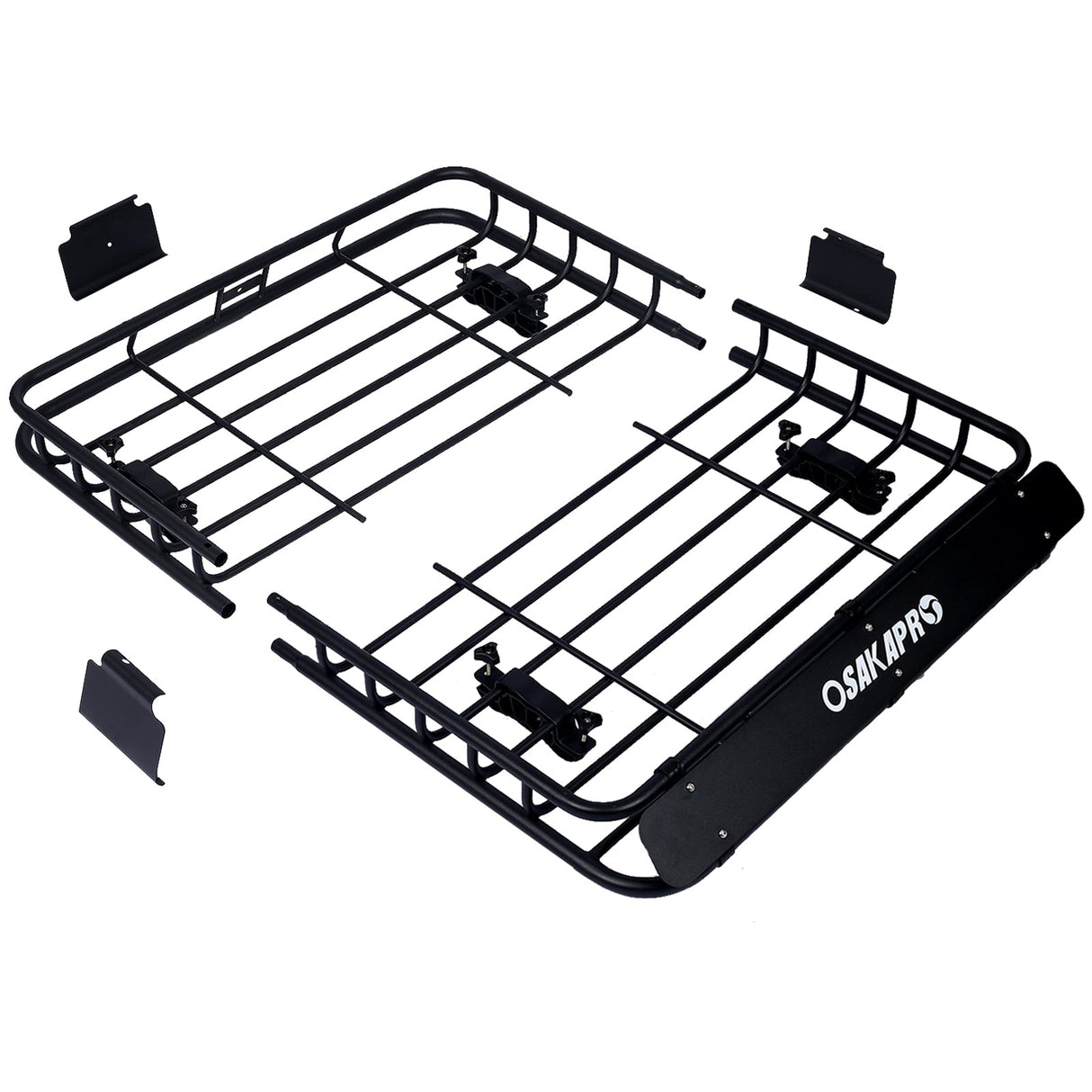 Rooftop Cargo Carrier Basket Rack Mount 42" Steel - Black - Fab Heavy Parts