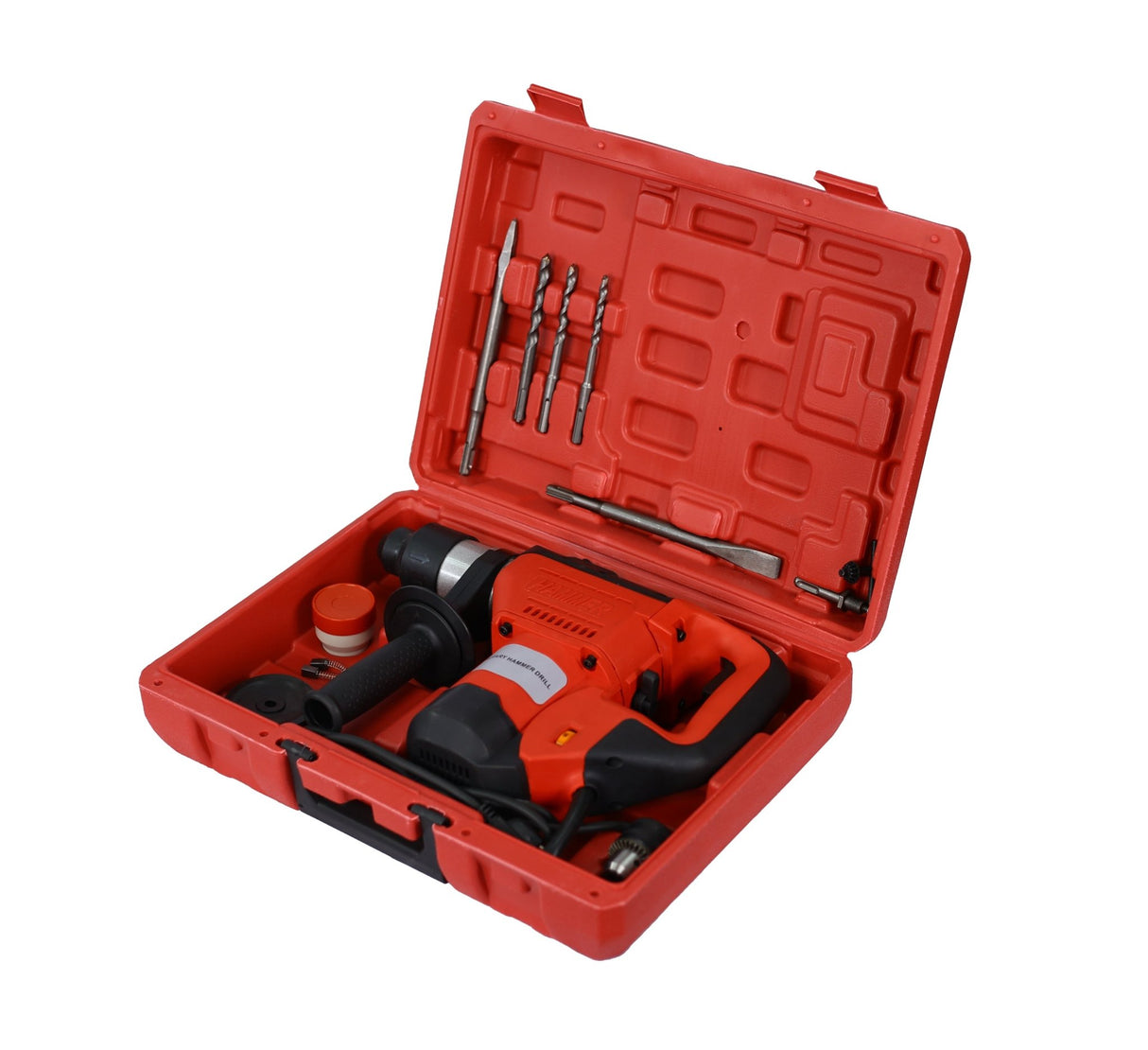 Rotary Hammer 1100W 1 - 1/2" SDS Plus Drill 3 Functions Red Black - Fab Heavy Parts