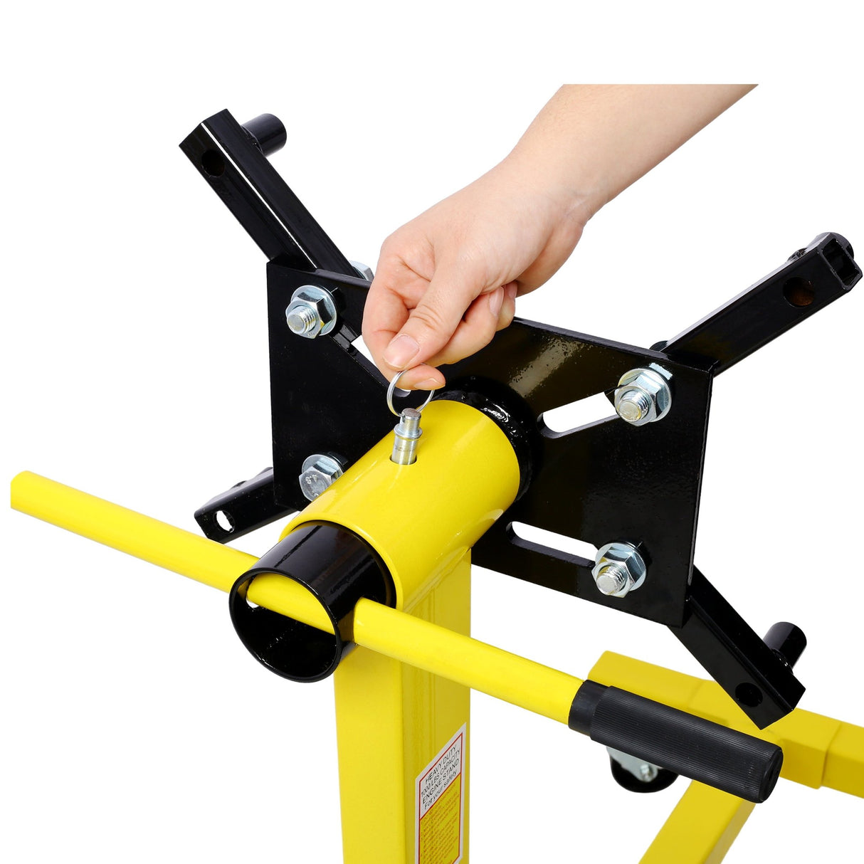 Rotating Coyote Engine Stand with 1000 - Lb Capacity Hoists & Stands Test Run - Yellow - Fab Heavy Parts