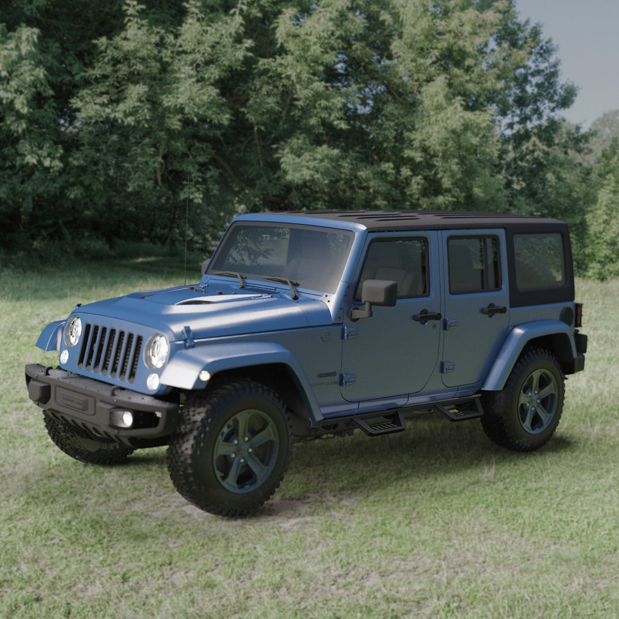 Running Boards Fits For 07 - 18 Jeep Wrangler JK 4 Doors Black Powder Coated Side Steps - Fab Heavy Parts