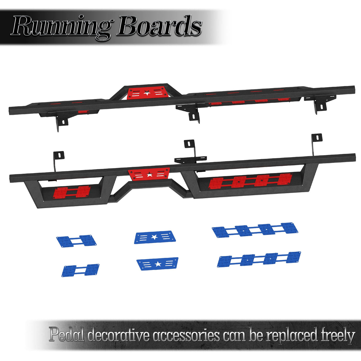Running Boards Fits For 2007 - 2017 Jeep Wrangler JL 4 Door Black Powder Coated Nerf Bar - Fab Heavy Parts