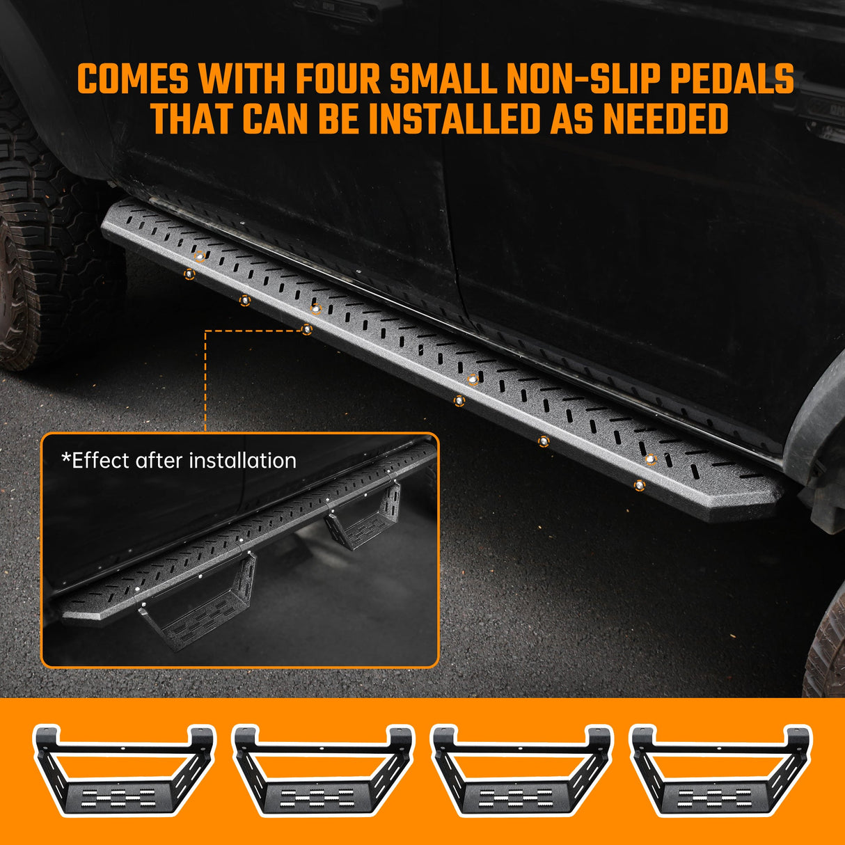 Running Boards Fits for Ford Bronco 4 Door 2021 - 2024 (Not Fit for Sport) Two Stairs Side Steps Anti - Slip Drop Down Rock Sliders Step Bars - Fab Heavy Parts