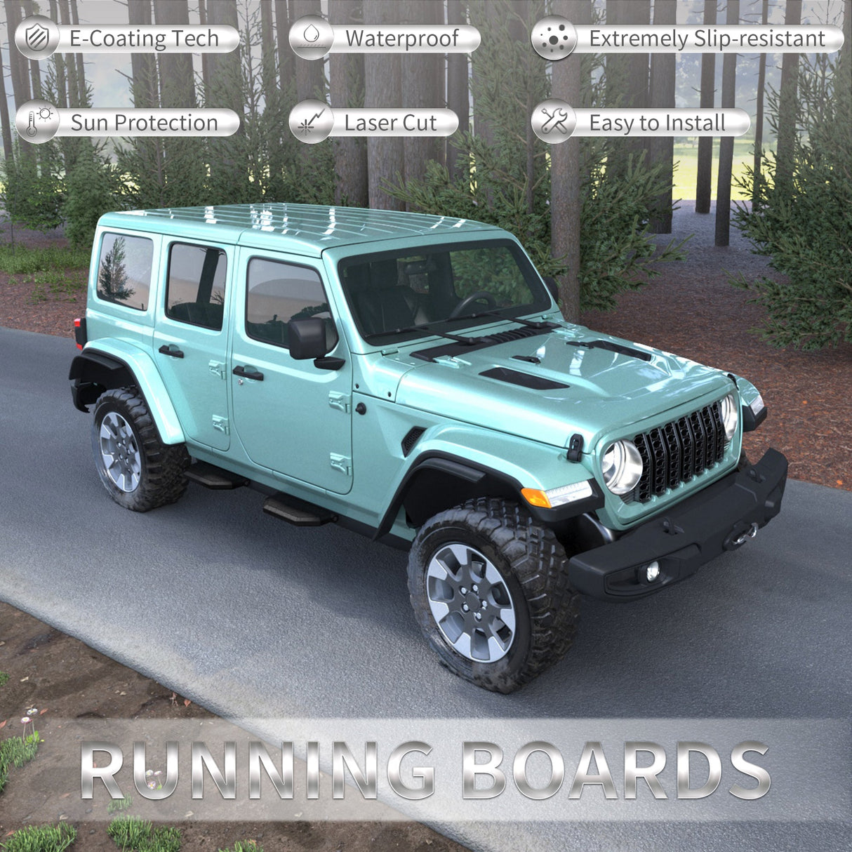 Running Boards For 2018 - 2026 Jeep Wrangler JL For 2020 - 2026 Jeep Gladiator JT 4 Doors - Fab Heavy Parts