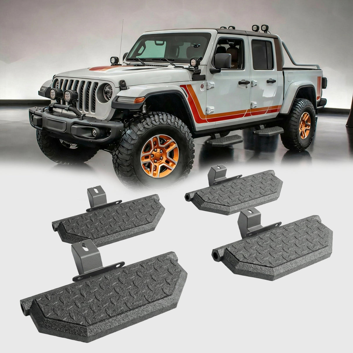 Running Boards For 2018 - 2026 Jeep Wrangler JL For 2020 - 2026 Jeep Gladiator JT 4 Doors - Fab Heavy Parts