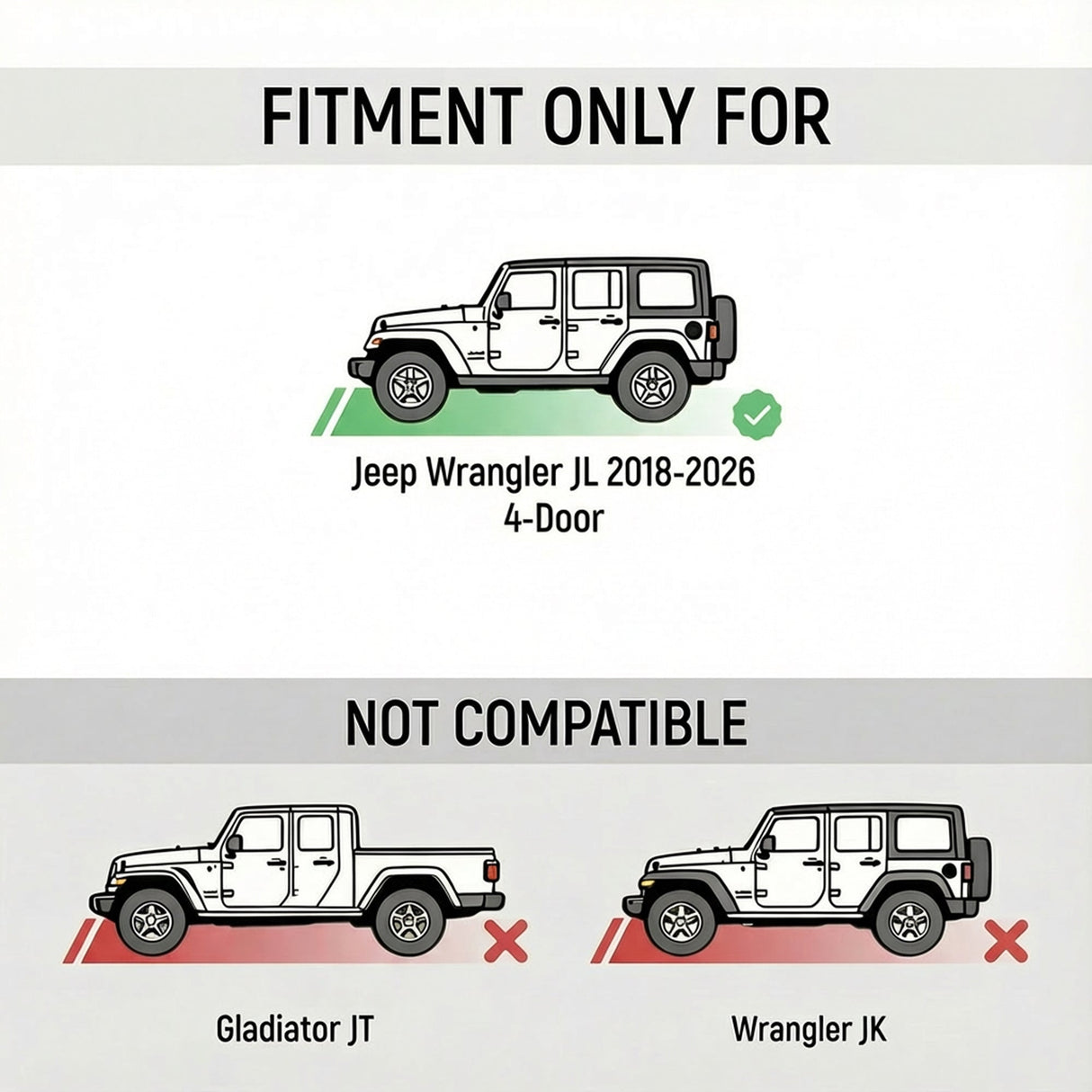 Running Boards with Two Stairs Design All - Steel Build Bolt - on Side Steps Compatible with 2018 - 2026 Jeep Wrangler JL 4 Doors Black Powder Coated Nerf Bar - Fab Heavy Parts