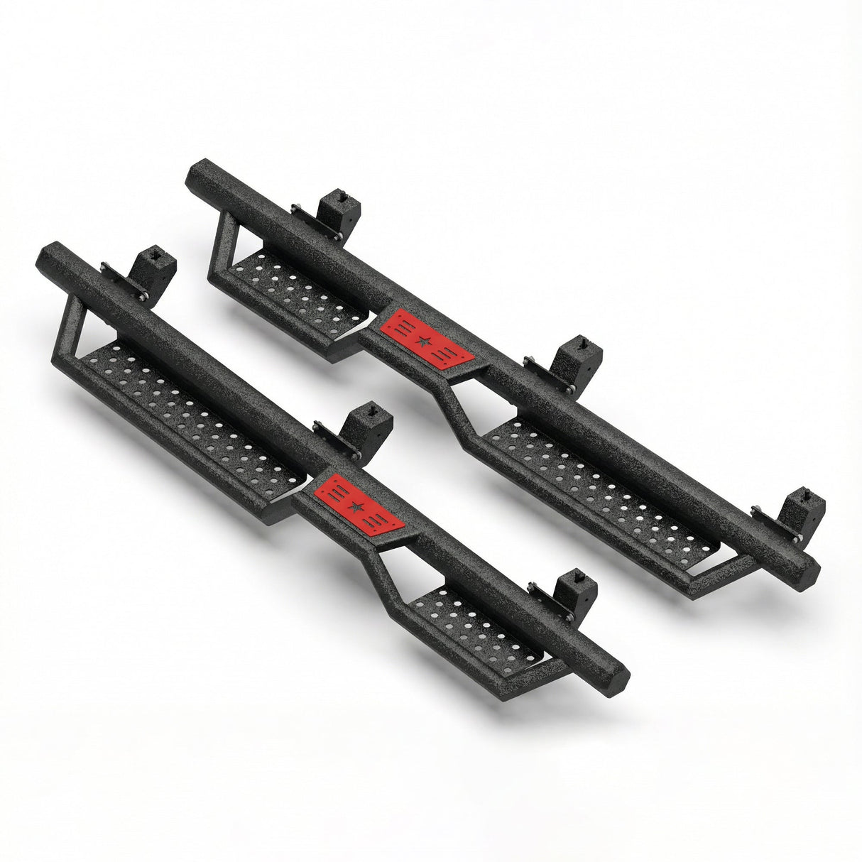 Running Boards with Two Stairs Design All - Steel Build Bolt - on Side Steps Compatible with 2018 - 2026 Jeep Wrangler JL 4 Doors Black Powder Coated Nerf Bar - Fab Heavy Parts